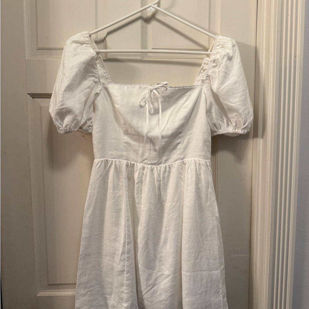 Reformation Malvina White Linen Dress